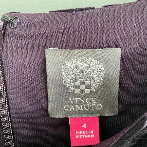 VINCE Camuto Purple Velvet Geometric Shift Dress Size  4 - Picture 7 of 16